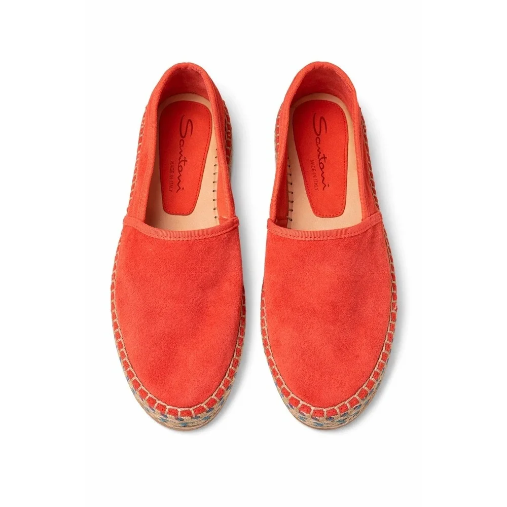NIB Santoni Orange Suede Platform‎ Espadrille Slip-On Loafers Size 36 US 6 $874